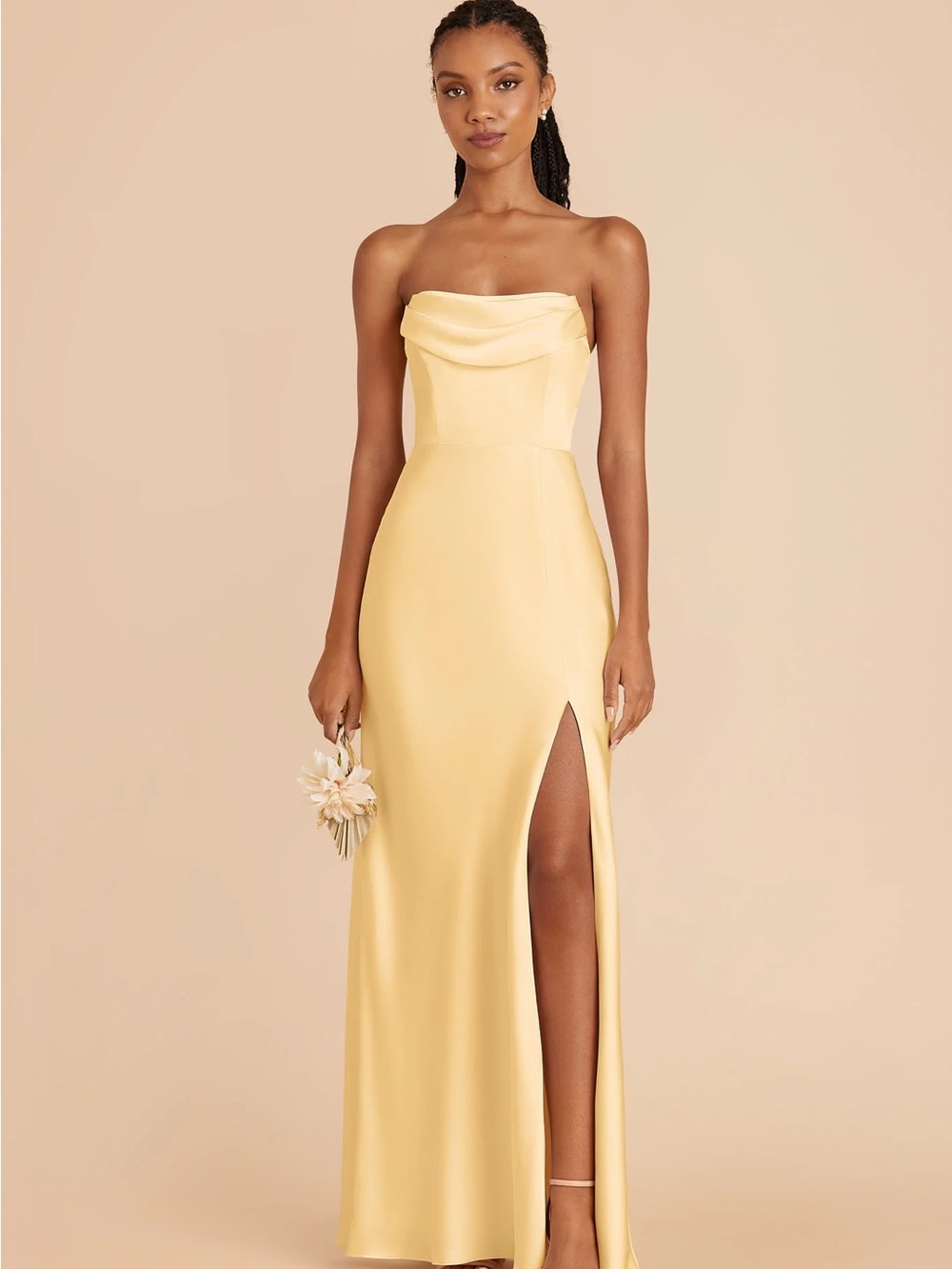 Mia Matte Satin Dress in Butter - Birdy Grey